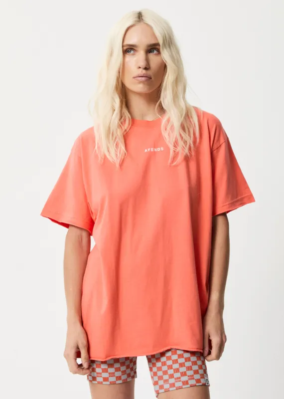Afends Carvings - Recycled Oversized T-Shirt - Coral sold by Afends