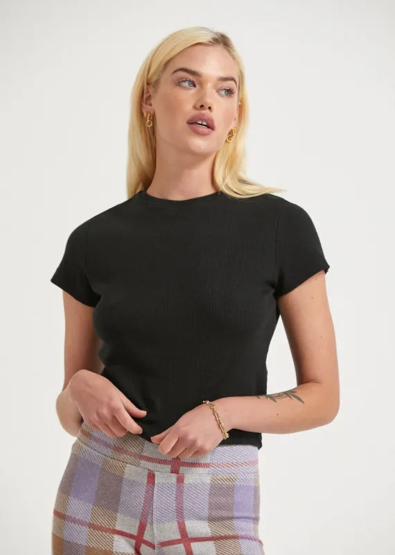 Afends Womens Faith - Hemp Ribbed T-Shirt - Black sold by Afends