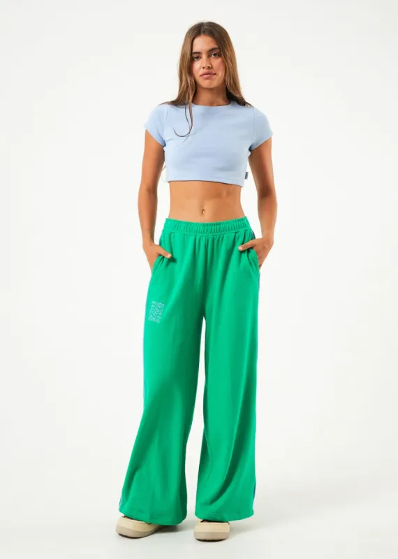 Afends Womens Spiral - Hemp Wide Leg Sweat Pants - Forest sold by Afends