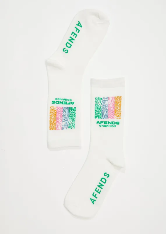Afends Unisex Studio - Organic Crew Socks - Off White sold by Afends