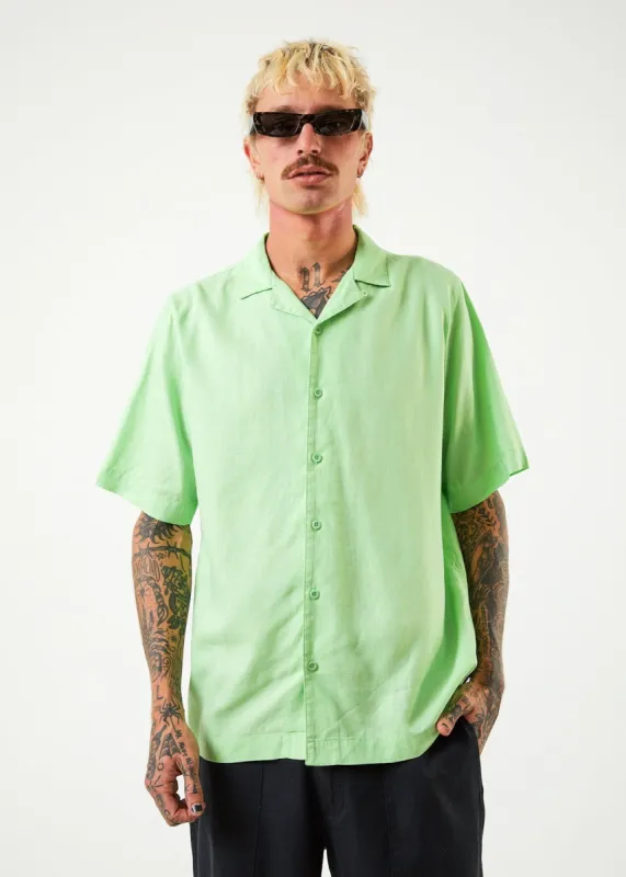 Afends Mens Daily - Hemp Cuban Short Sleeve Shirt - Lime Green sold by Afends