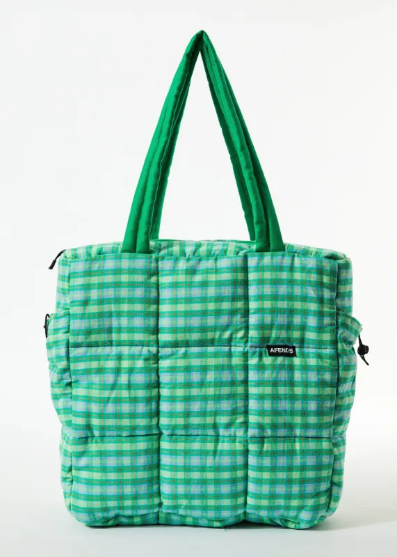 Afends Unisex Tully - Hemp Check Puffer Bag - Forest Check sold by Afends