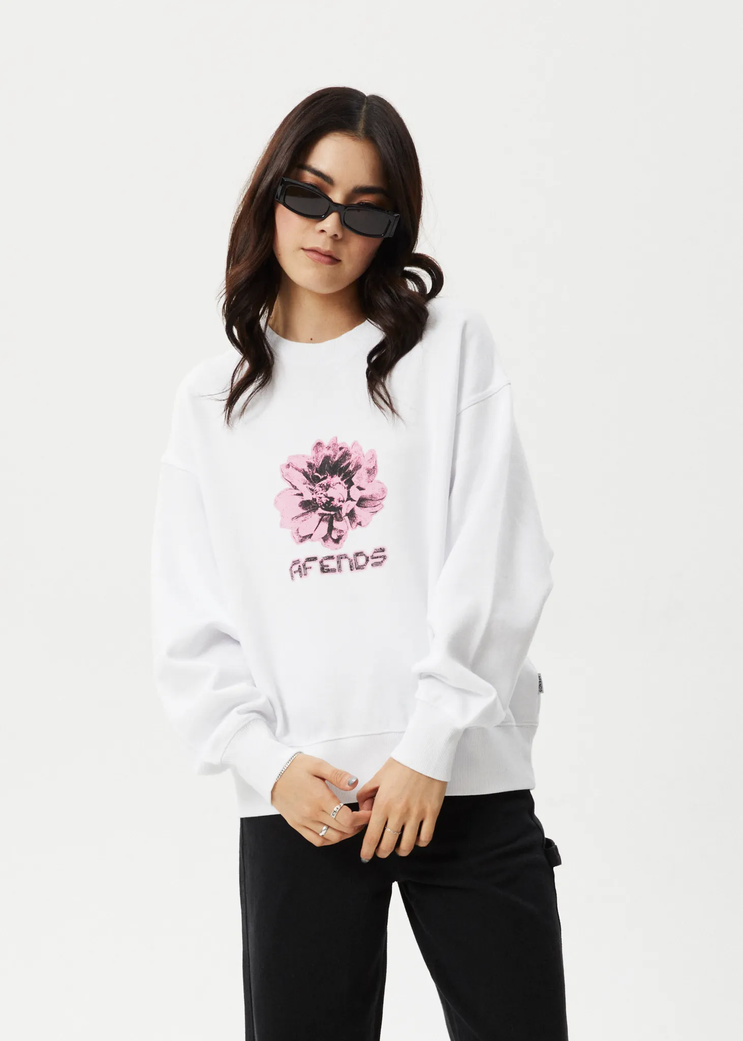AFENDS Womens Bloom - Crew Neck Jumper - White sold by Afends