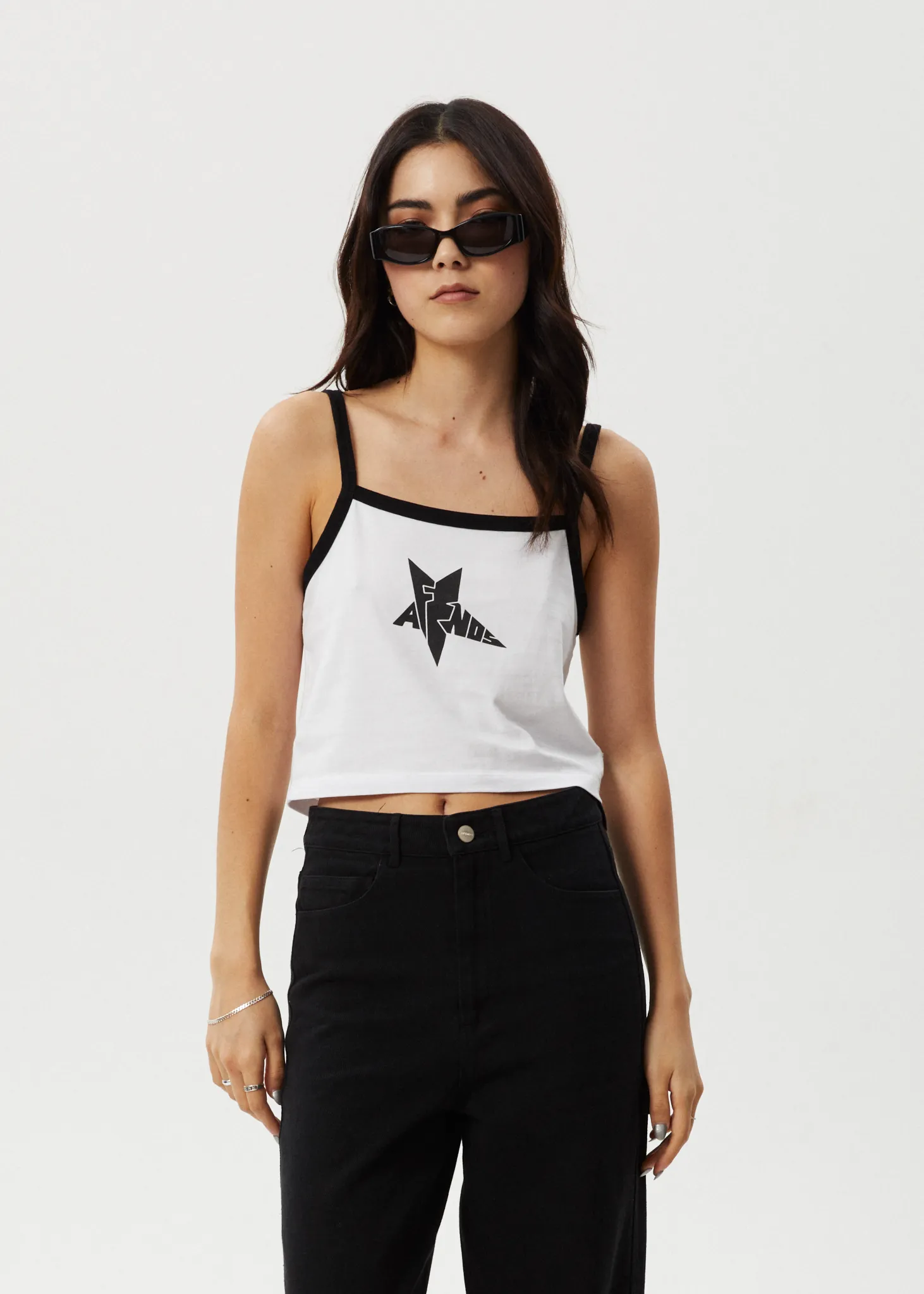 AFENDS Womens Nova - Cropped Singlet - White sold by Afends