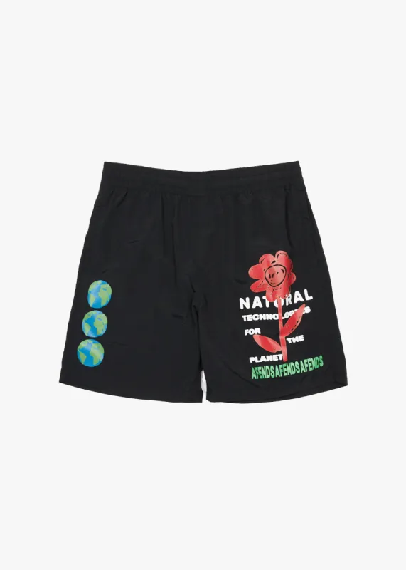 AFENDS Mens Technology - Swim Short 18" - Black sold by Afends