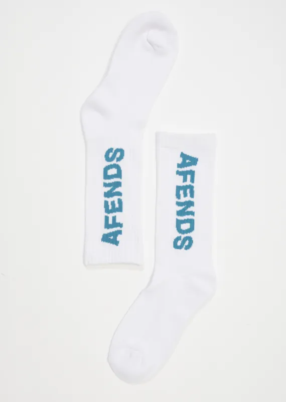 AFENDS Unisex Vortex - Crew Socks - White sold by Afends
