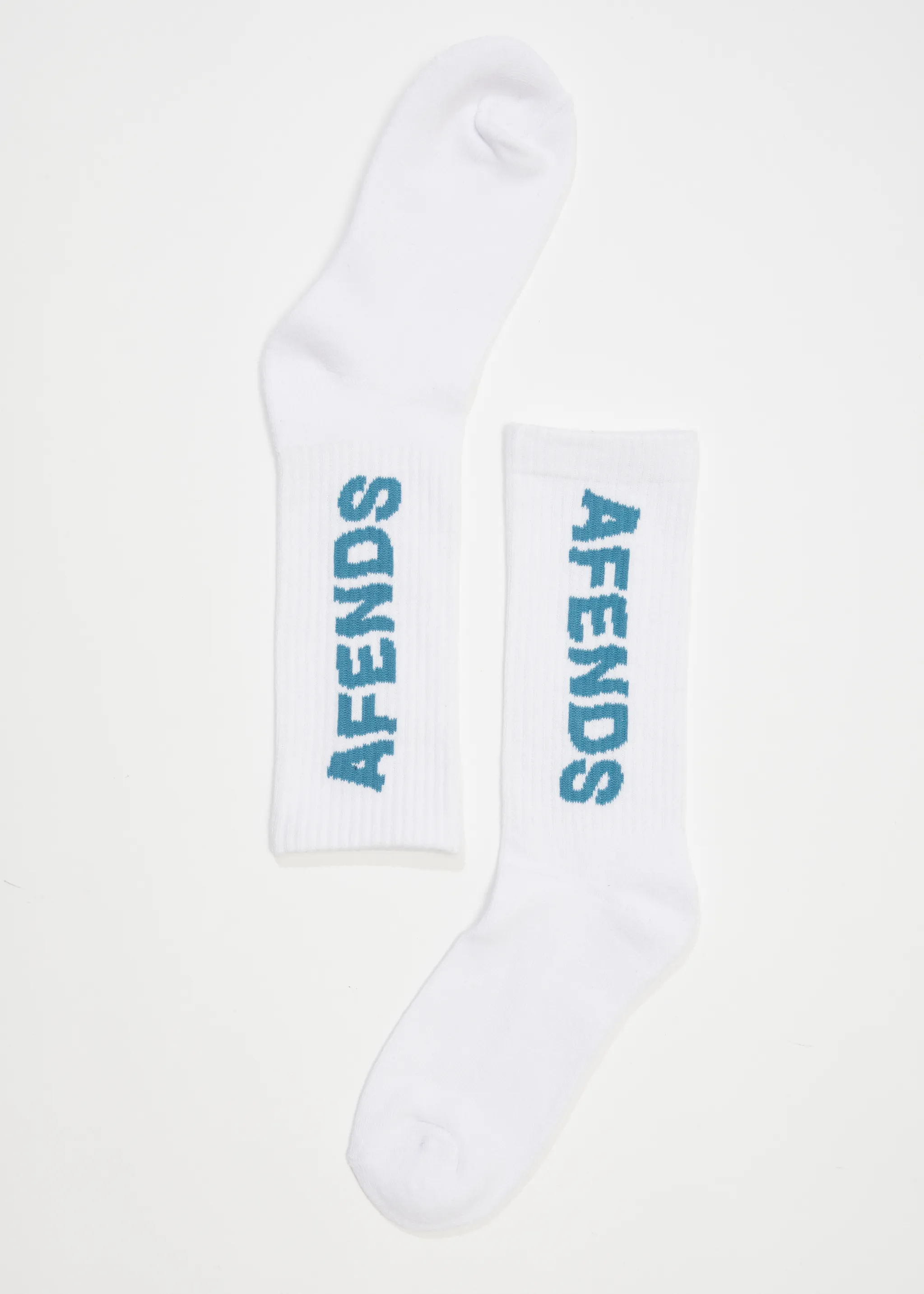 AFENDS Unisex Vortex - Crew Socks - White sold by Afends