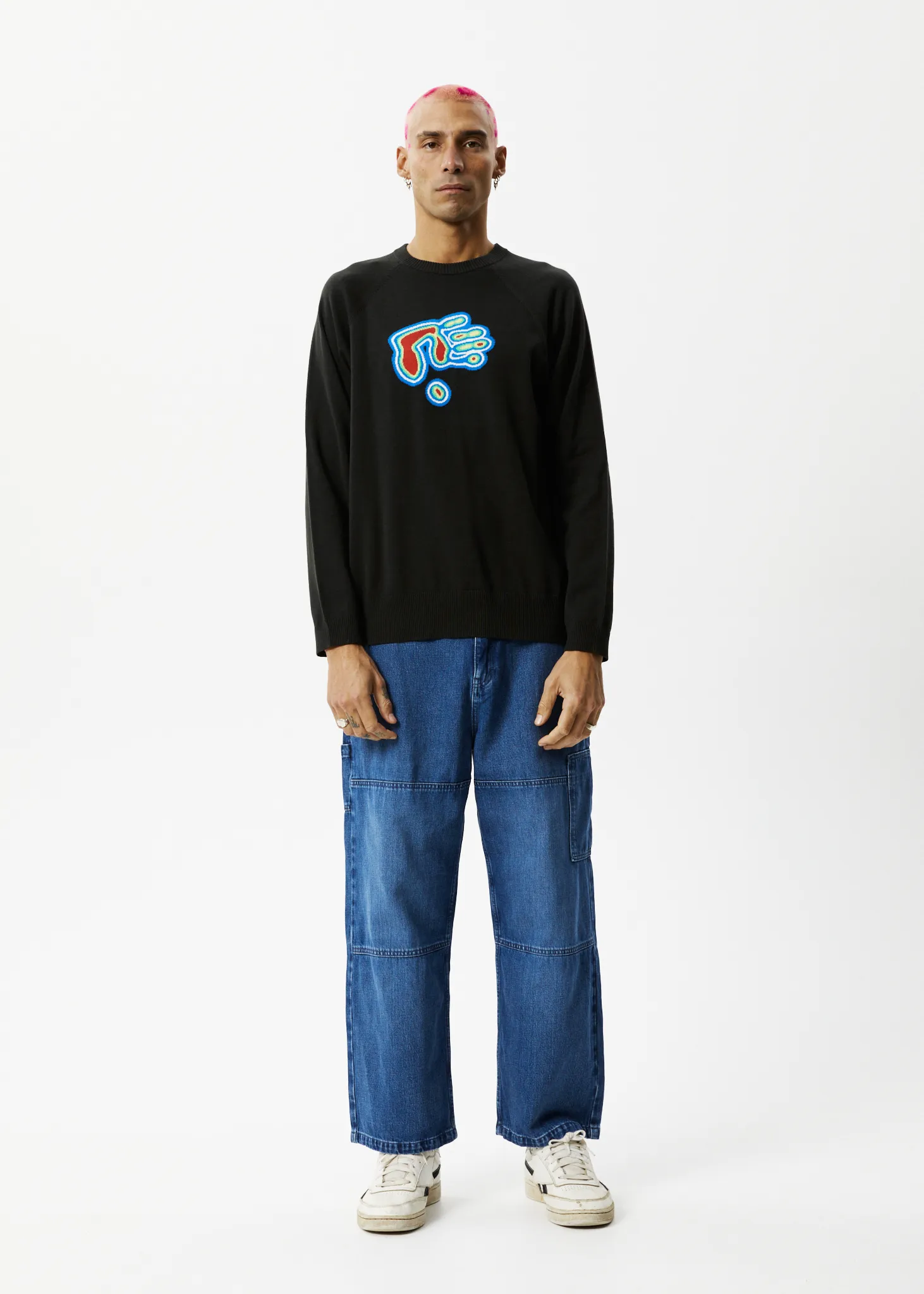 AFENDS Mens Imprint - Knitted Crew Neck Jumper - Stone Black sold by Afends product image thumbnail 3