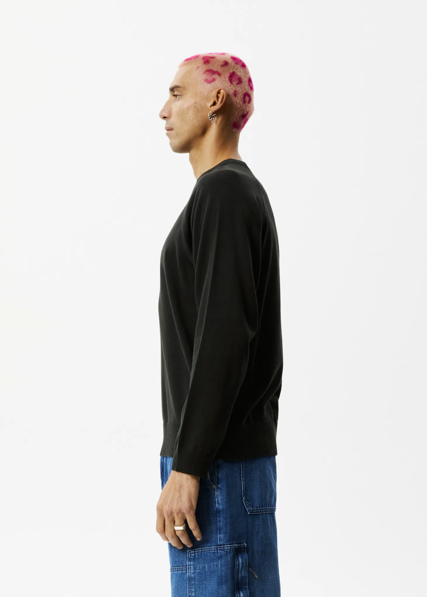 AFENDS Mens Imprint - Knitted Crew Neck Jumper - Stone Black sold by Afends product image thumbnail 4