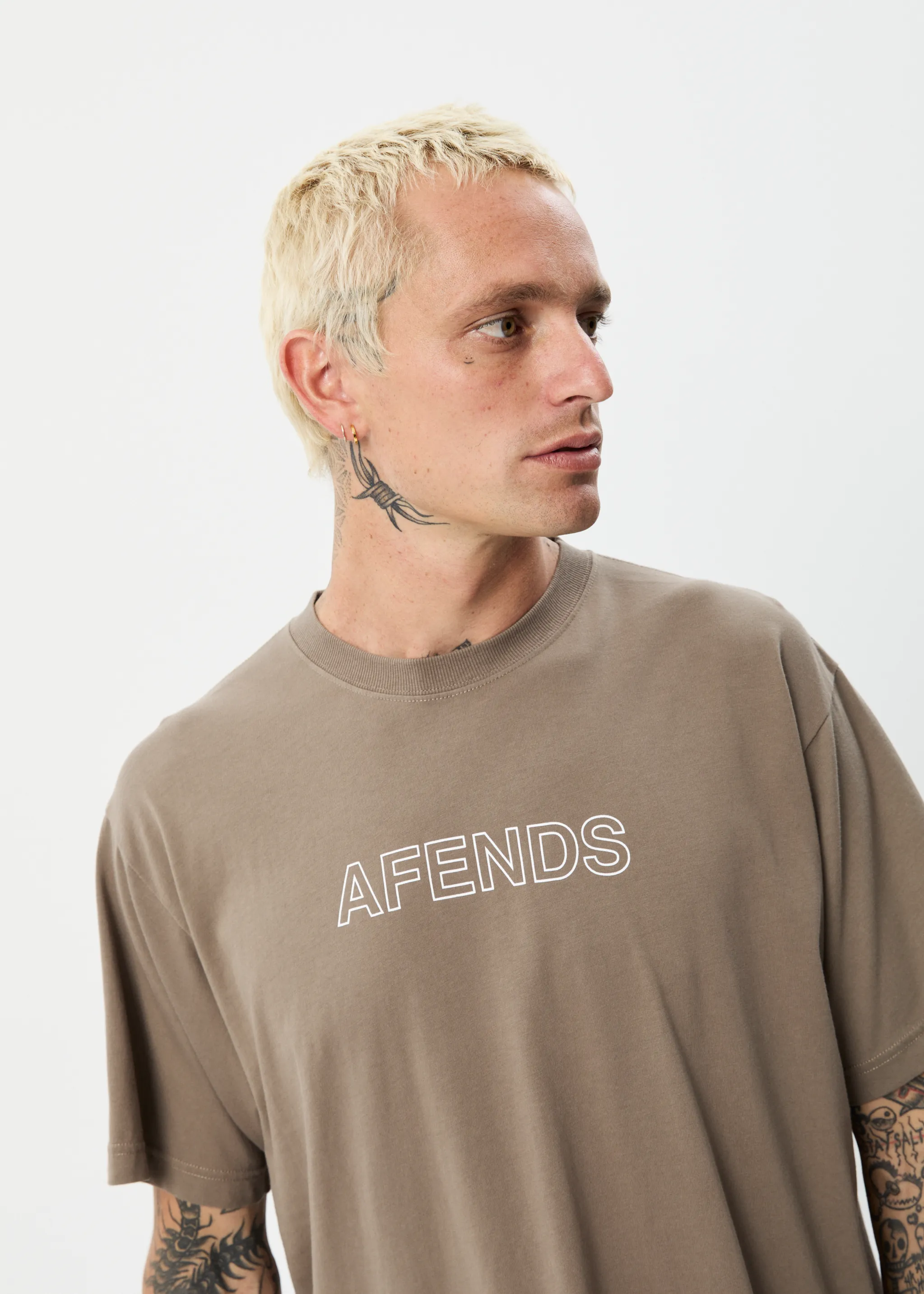 AFENDS Mens Outline - Boxy T-Shirt - Beechwood sold by Afends product image thumbnail 2
