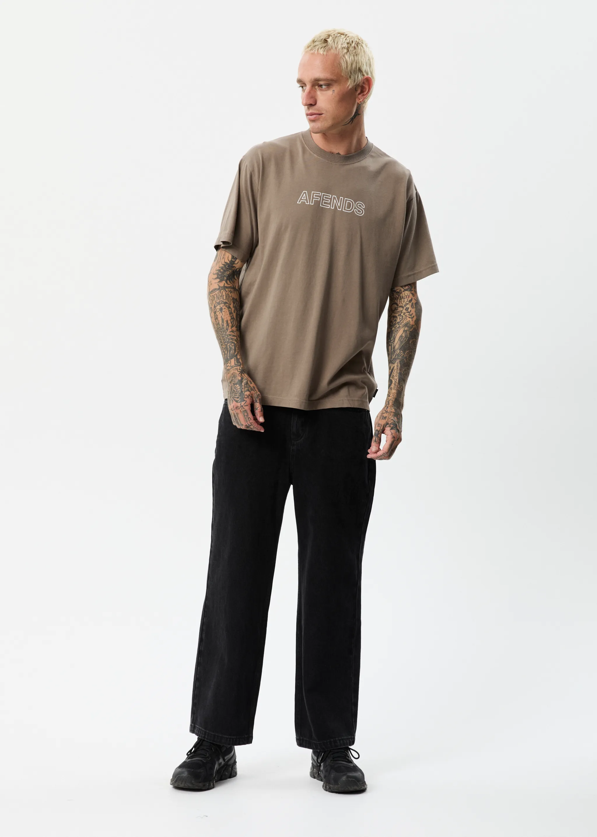 AFENDS Mens Outline - Boxy T-Shirt - Beechwood sold by Afends product image thumbnail 3