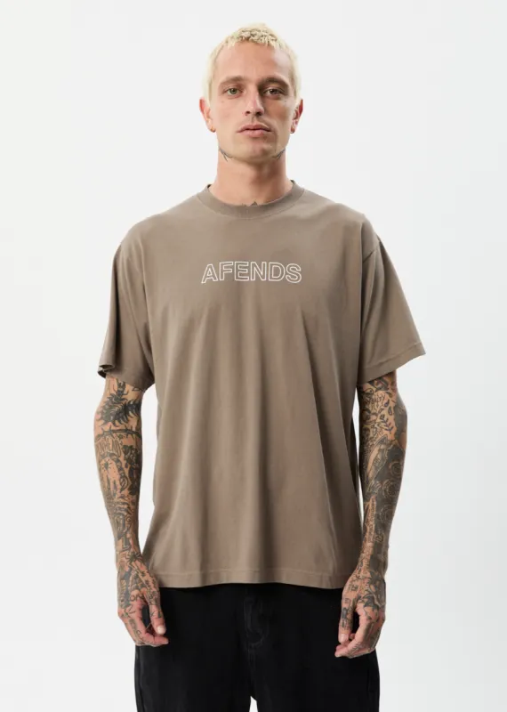 AFENDS Mens Outline - Boxy T-Shirt - Beechwood made by Afends