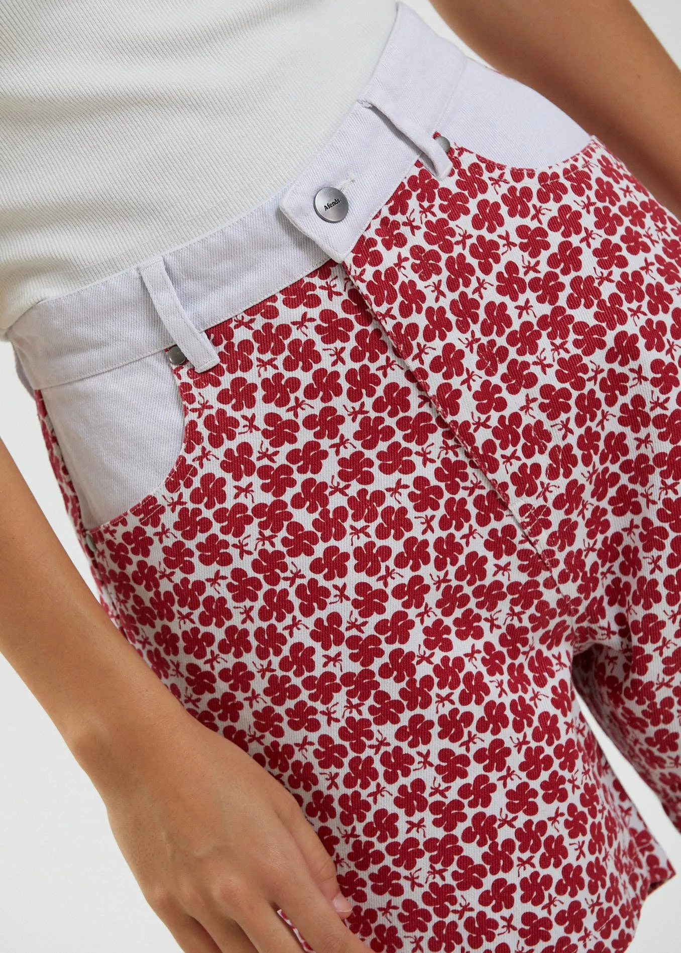 AFENDS Womens Shelby - Hemp Canvas Floral High Waisted Shorts - Red sold by Afends product image thumbnail 3
