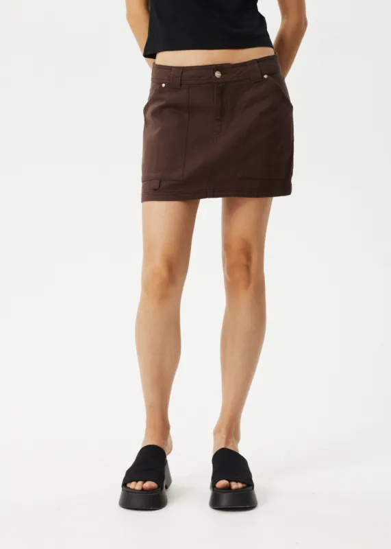 AFENDS Womens Lexi - Cargo Mini Skirt - Coffee sold by Afends