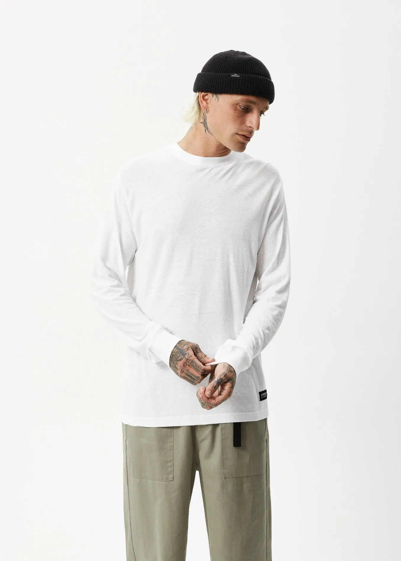 AFENDS Mens Essential - Long Sleeve Tee - White sold by Afends product image thumbnail 3