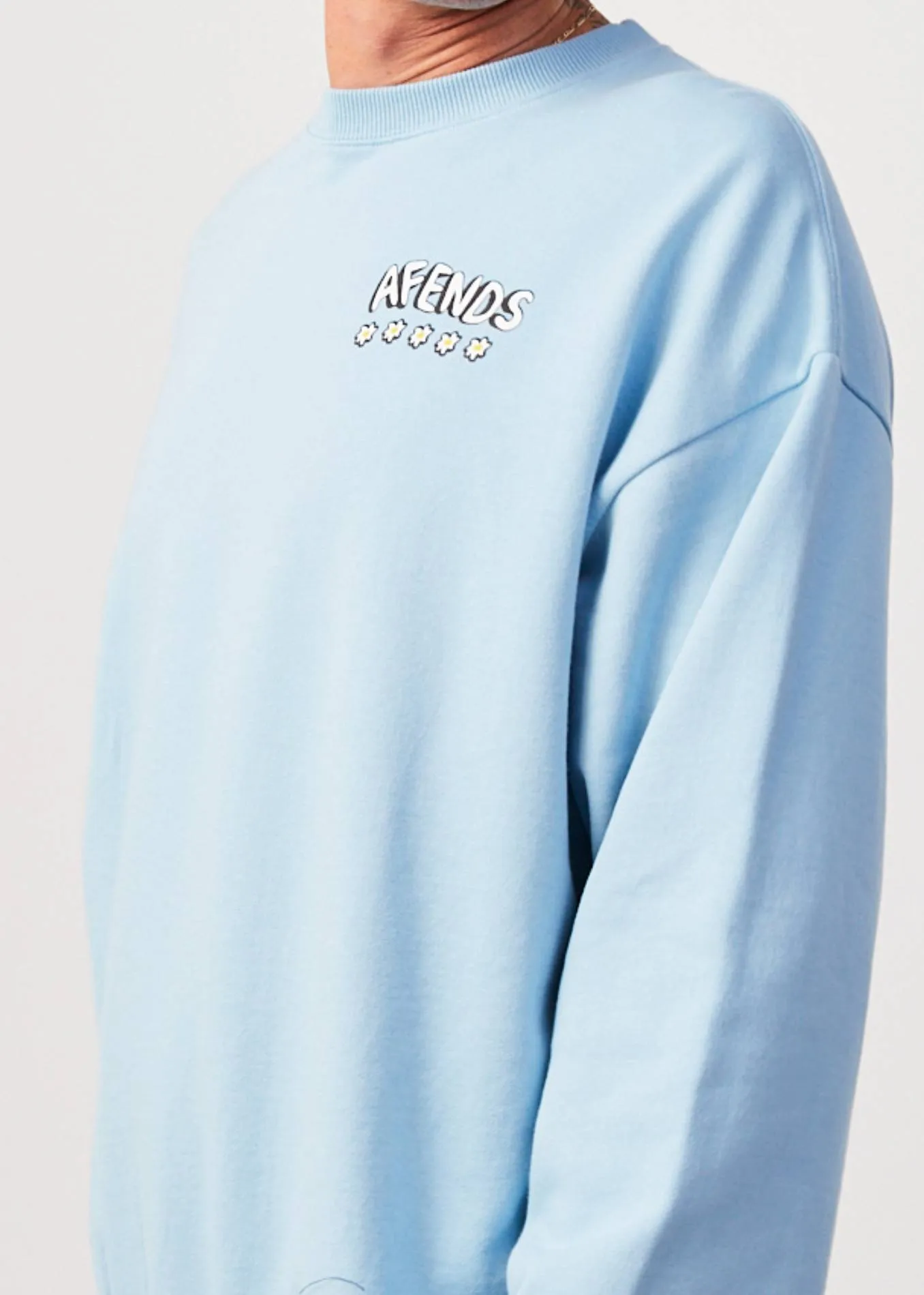 AFENDS Mens Flowers - Crew Neck Jumper - Sky Blue sold by Afends product image thumbnail 2