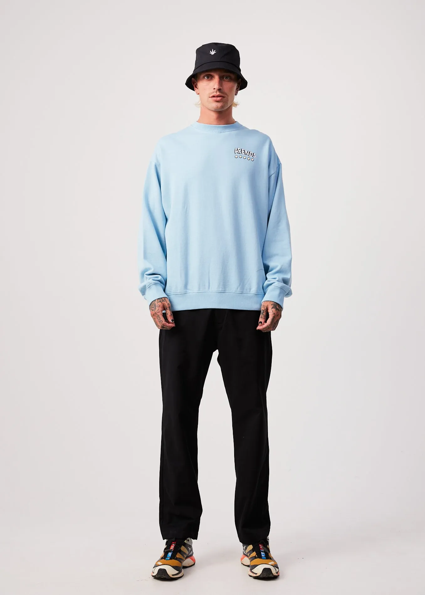 AFENDS Mens Flowers - Crew Neck Jumper - Sky Blue sold by Afends product image thumbnail 3