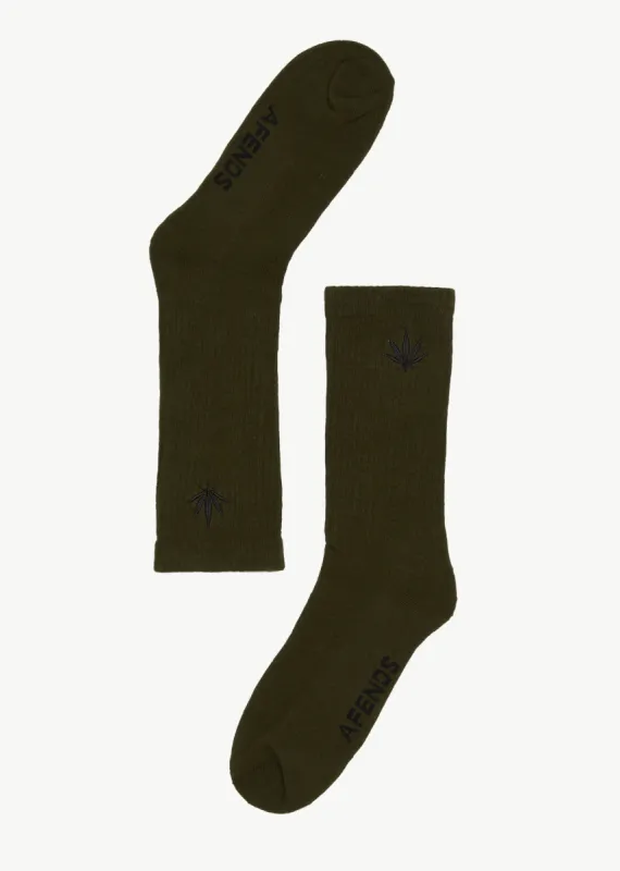 AFENDS Mens Happy - Socks One Pack - Military sold by Afends