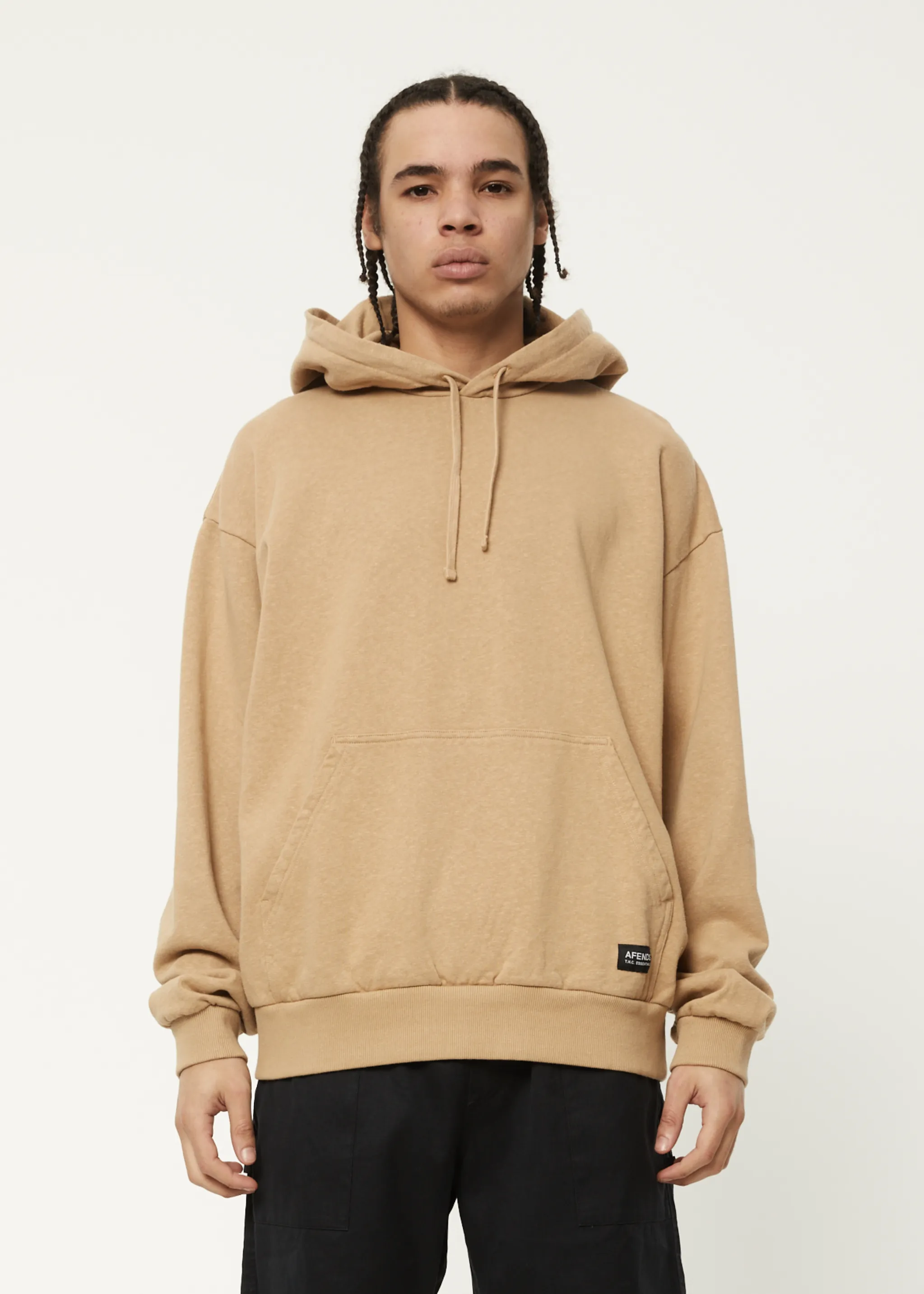 AFENDS Mens All Day - Relaxed Hoodie - Tan sold by Afends
