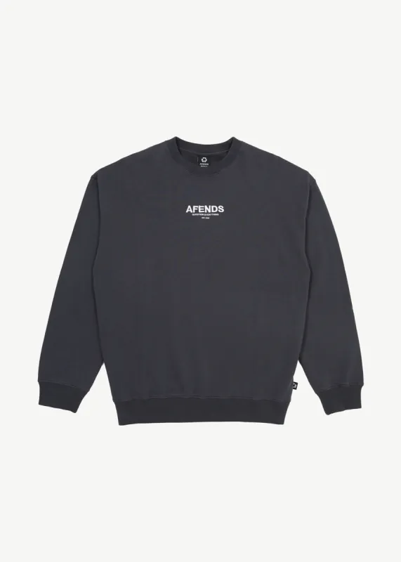 AFENDS Mens Vinyl - Crew Neck Jumper - Charcoal sold by Afends