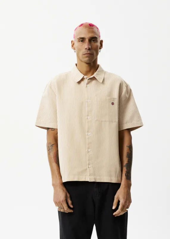AFENDS Unisex Night Shade - Short Sleeve Shirt - White Stripe sold by Afends