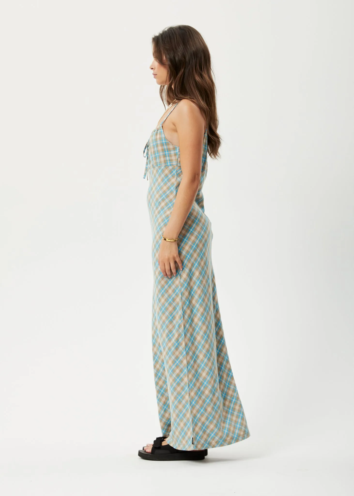 AFENDS Womens Millie - Maxi Dress - Tan Check sold by Afends product image thumbnail 4