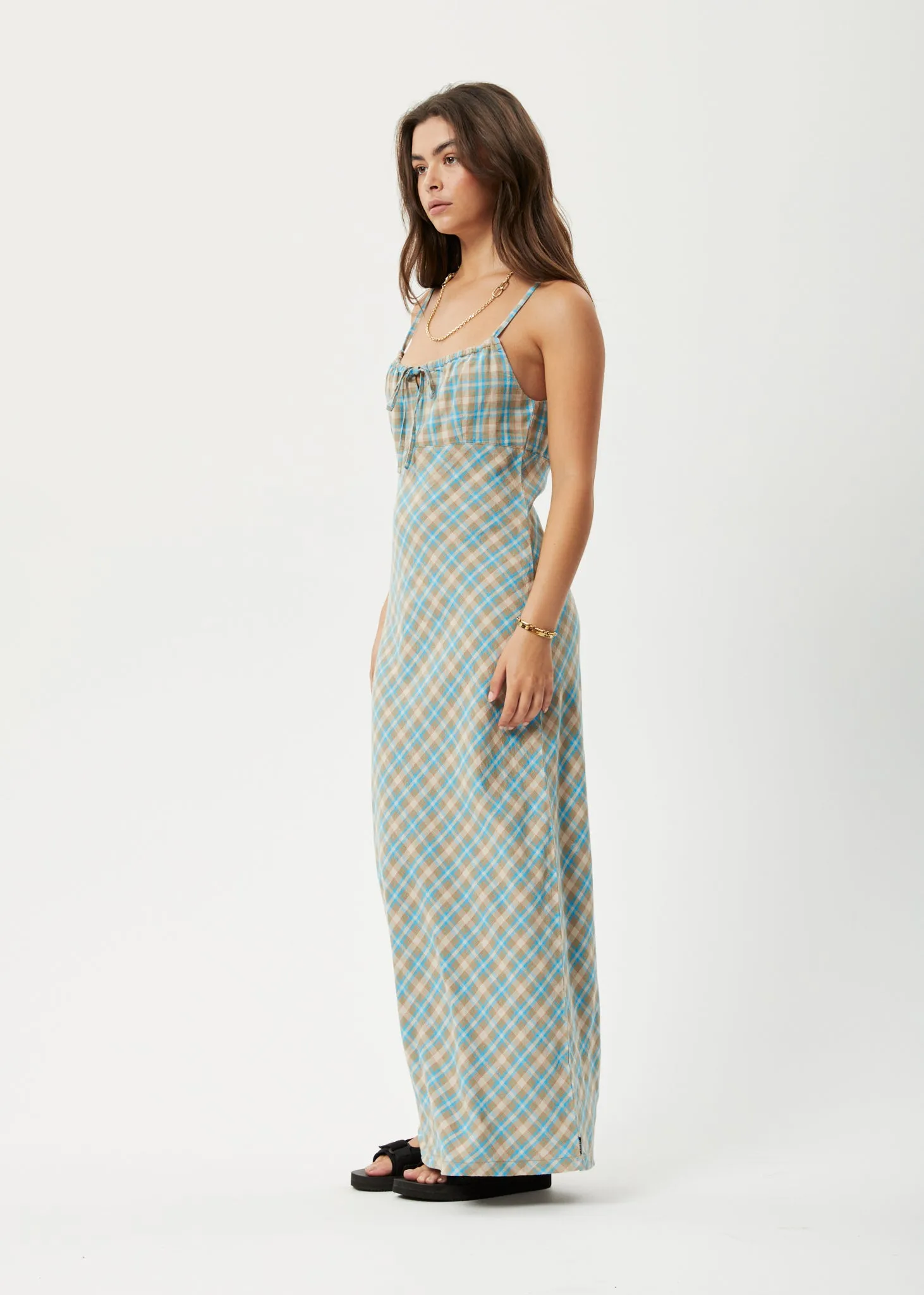 AFENDS Womens Millie - Maxi Dress - Tan Check sold by Afends product image thumbnail 3