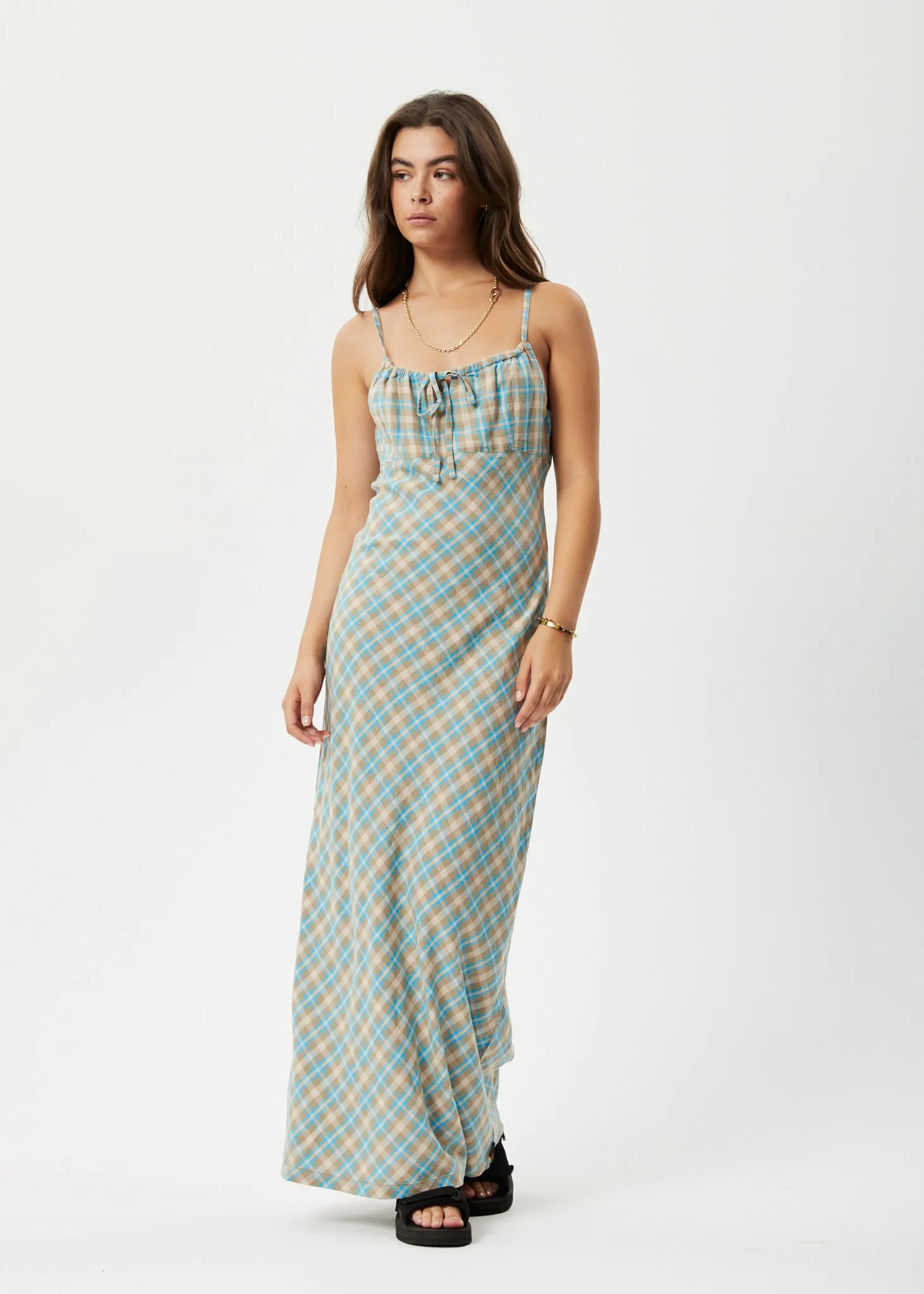 AFENDS Womens Millie - Maxi Dress - Tan Check sold by Afends product image thumbnail 2