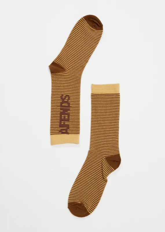 AFENDS Unisex Invisible - Crew Socks - Toffee Stripe sold by Afends