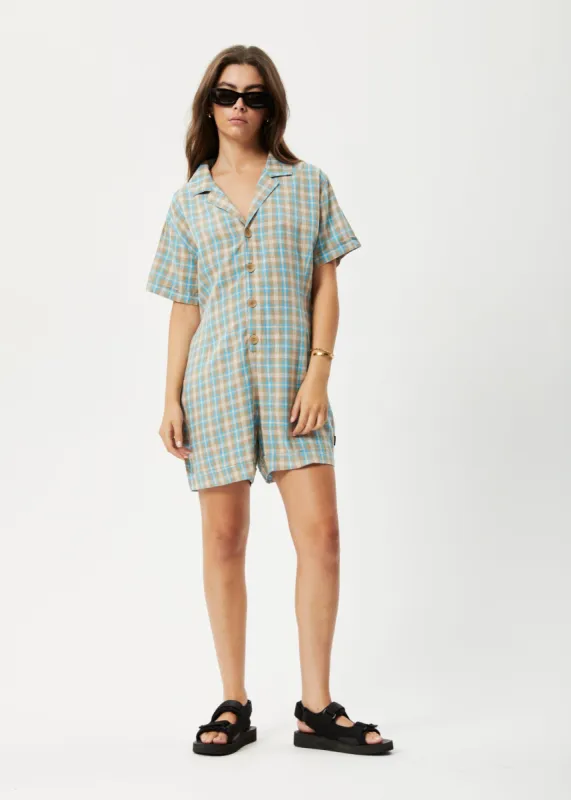 AFENDS Womens Millie Kokomo - Playsuit - Tan Check sold by Afends