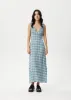 AFENDS Womens Position - Seersucker Maxi Dress - Lake Check sold by Afends