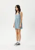 AFENDS Womens Position Jesse - Seer Sucker Check Dress - Lake Check sold by Afends