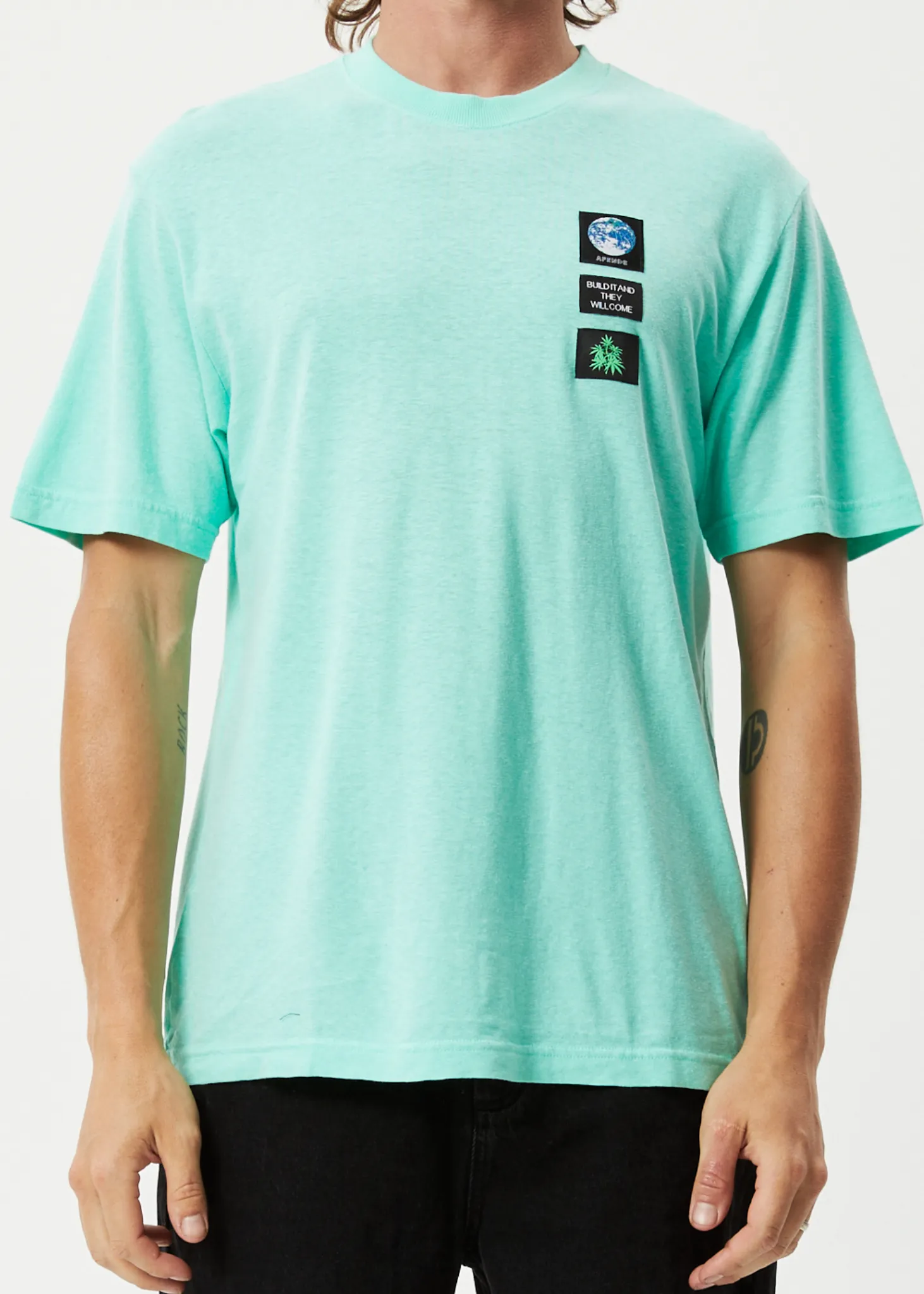AFENDS Mens Construct - Retro Graphic T-Shirt - Mint sold by Afends product image thumbnail 2