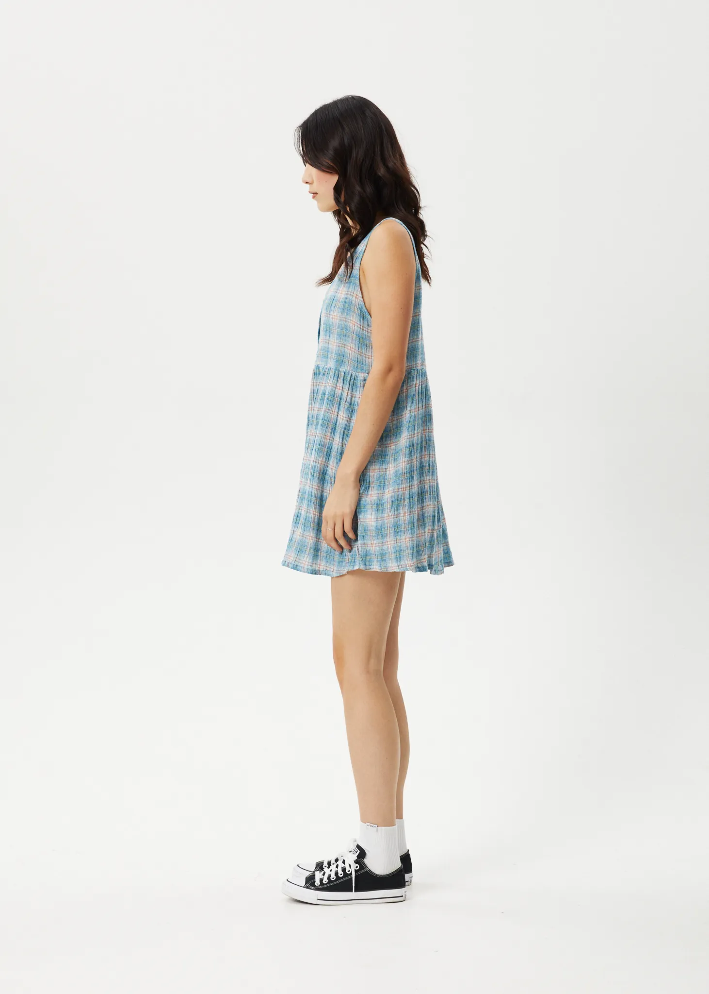 AFENDS Womens Position Jesse - Seer Sucker Check Dress - Lake Check sold by Afends product image thumbnail 3