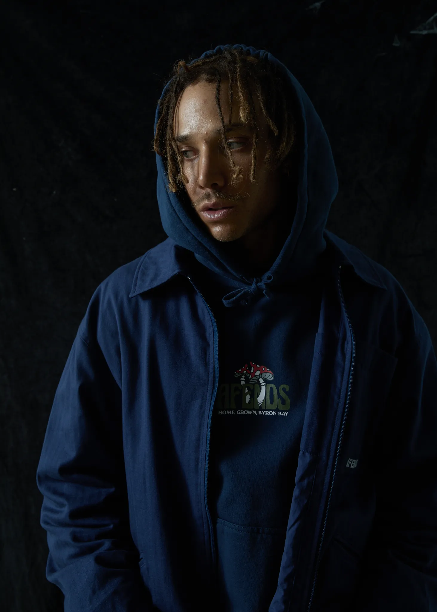 AFENDS Mens Let It Grow - Pull On Hood - Navy sold by Afends product image thumbnail 2