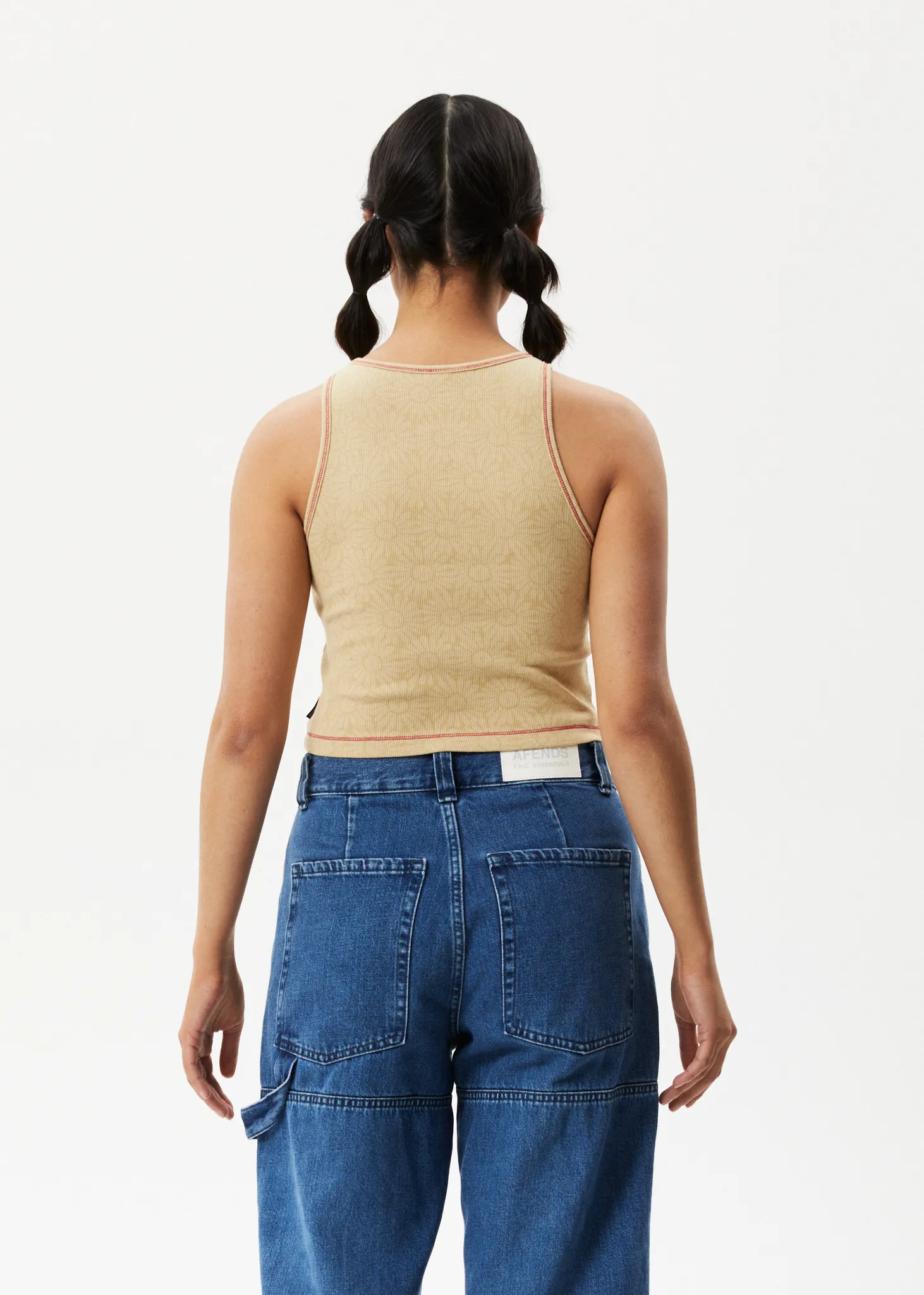 AFENDS Womens Dandy Pearly - Floral Ribbed Singlet - Camel sold by Afends product image thumbnail 5