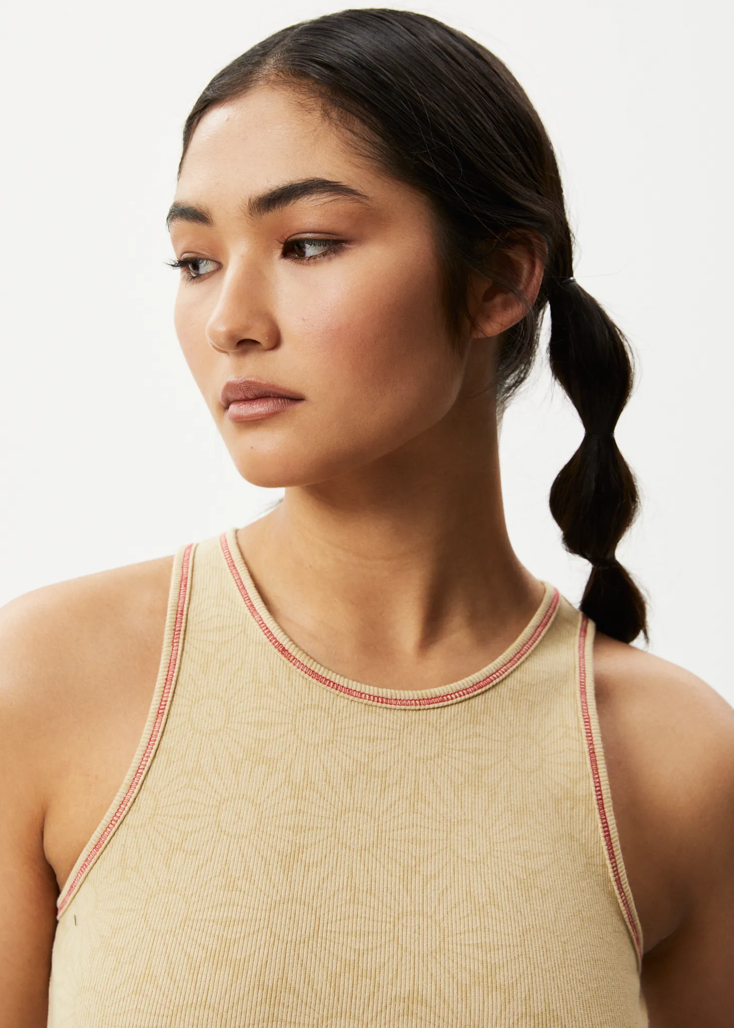 AFENDS Womens Dandy Pearly - Floral Ribbed Singlet - Camel sold by Afends product image thumbnail 2