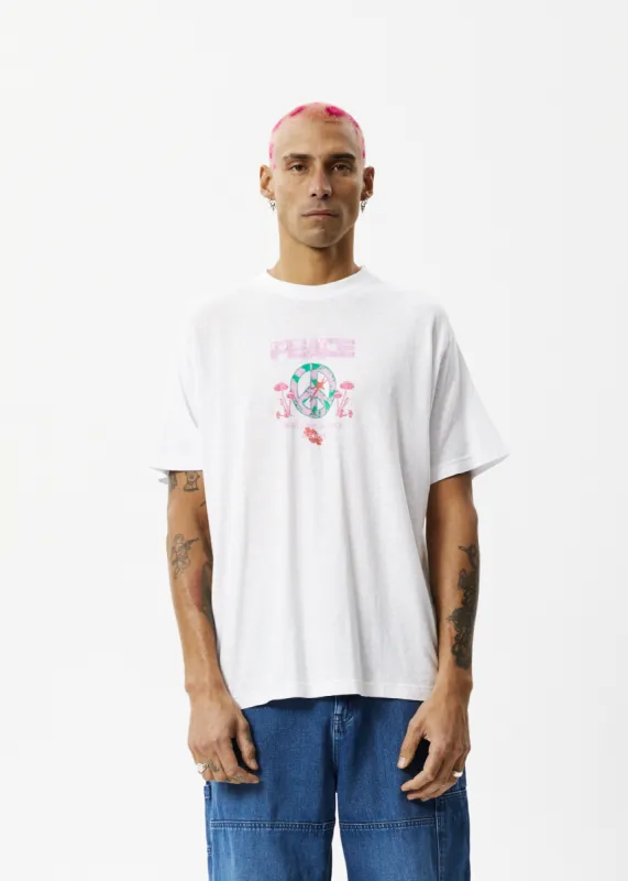 AFENDS Mens Peace - Boxy Graphic T-Shirt - White sold by Afends