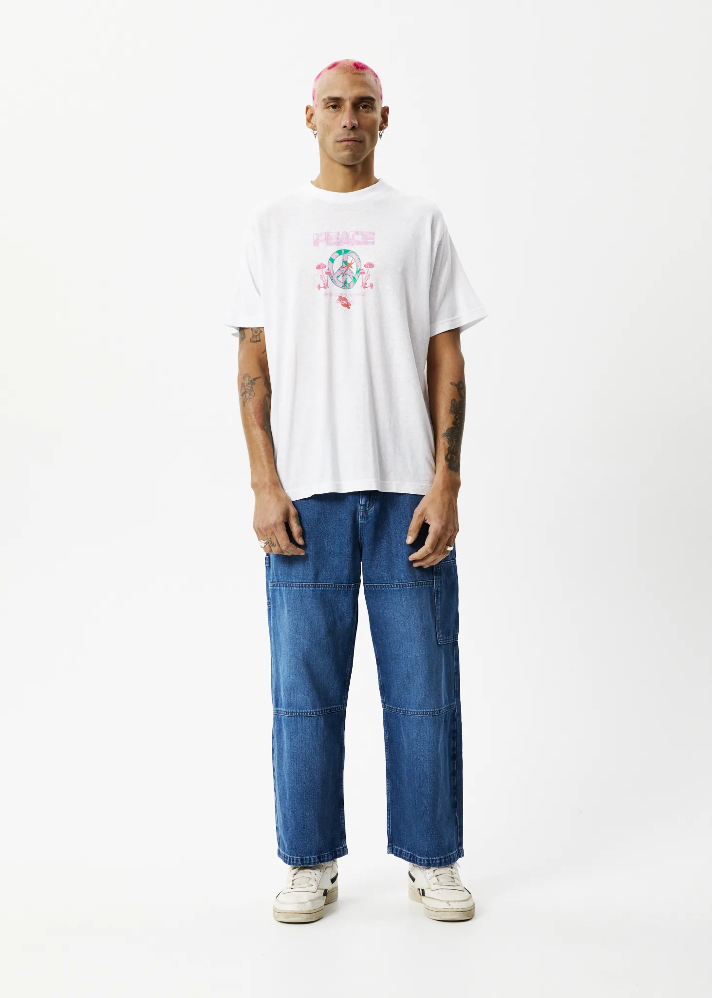 AFENDS Mens Peace - Boxy Graphic T-Shirt - White sold by Afends product image thumbnail 3