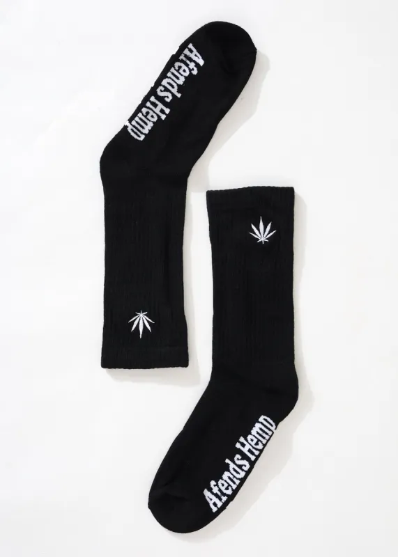 AFENDS Unisex Happy - Socks One Pack - Black sold by Afends