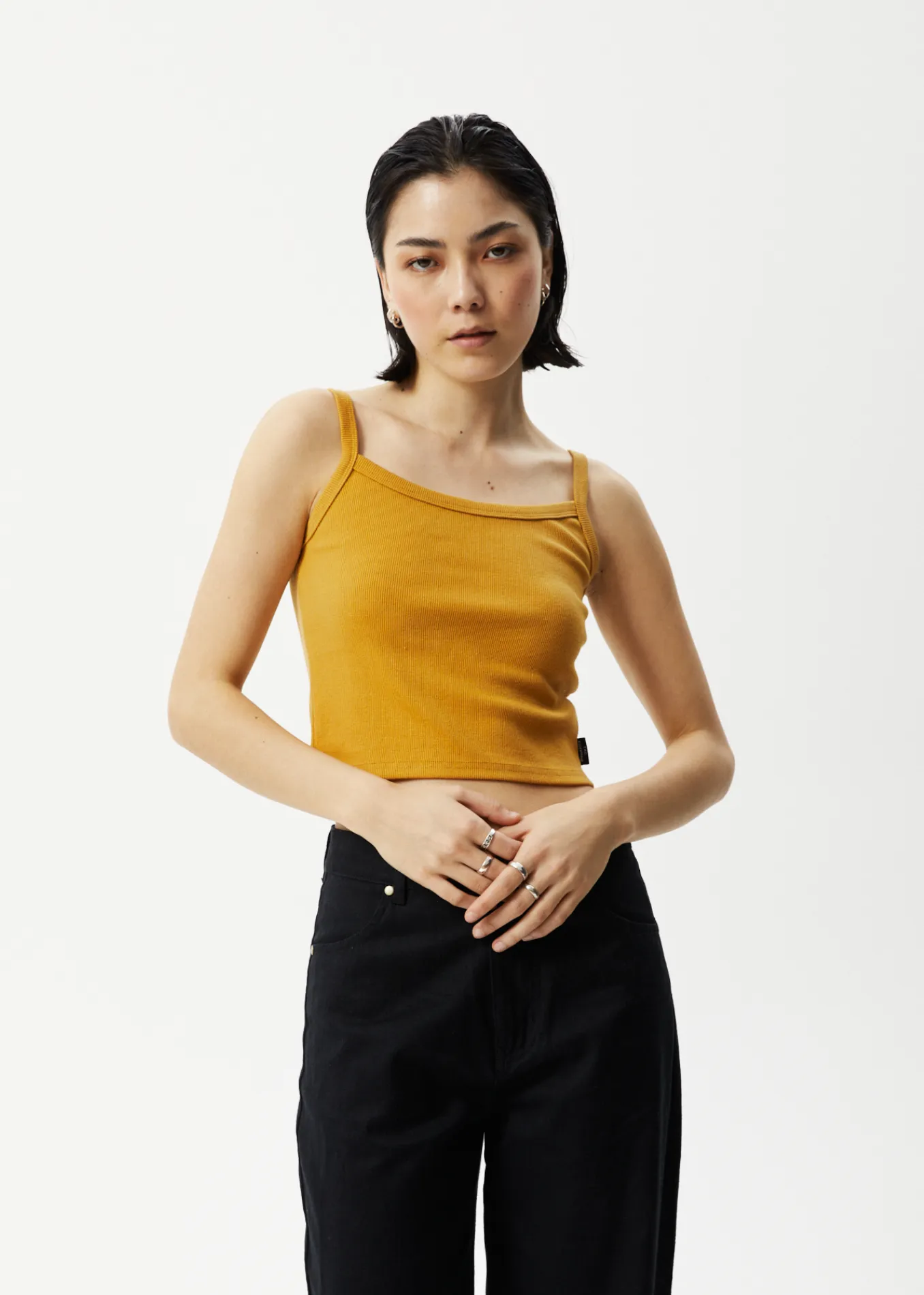 AFENDS Womens Taylor - Rib Singlet - Mustard sold by Afends