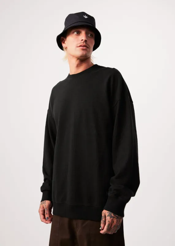 AFENDS Mens Sativa - Oversized Crew Neck Jumper - Black sold by Afends