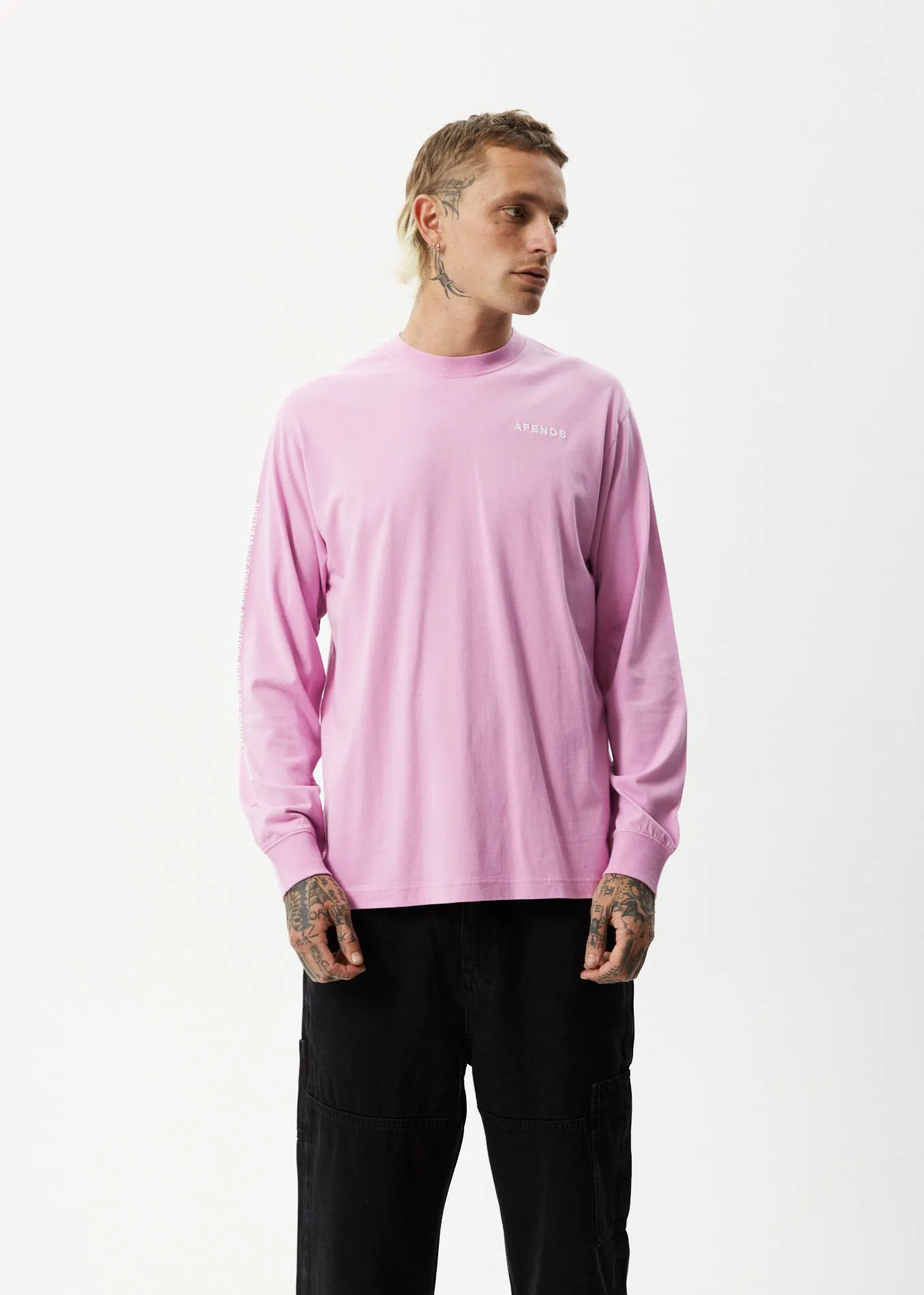 AFENDS Mens Icebergs - Long Sleeve Logo T-Shirt - Candy sold by Afends