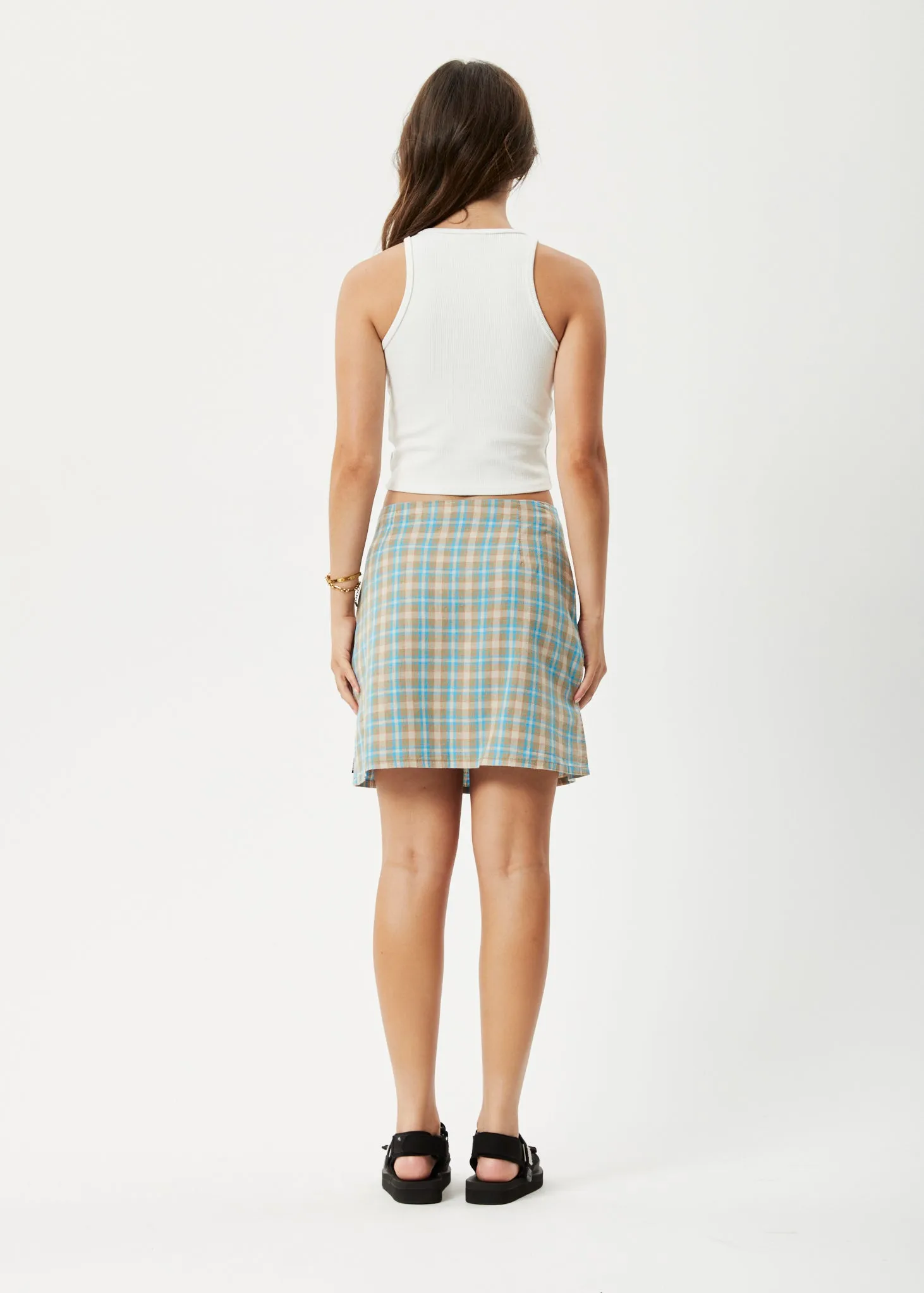 AFENDS Womens Millie - Mini Skirt - Tan Check sold by Afends product image thumbnail 5