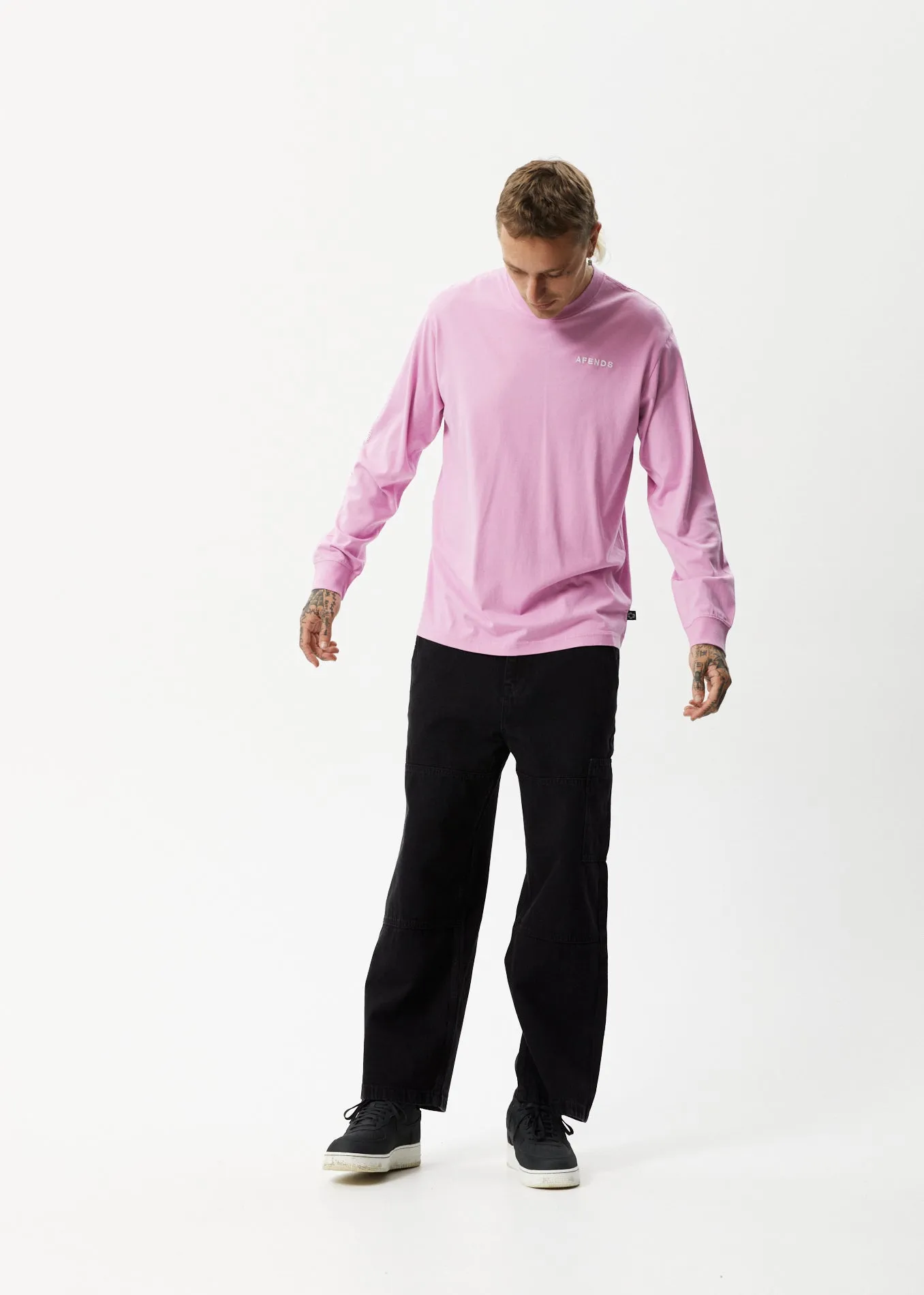 AFENDS Mens Icebergs - Long Sleeve Logo T-Shirt - Candy sold by Afends product image thumbnail 3