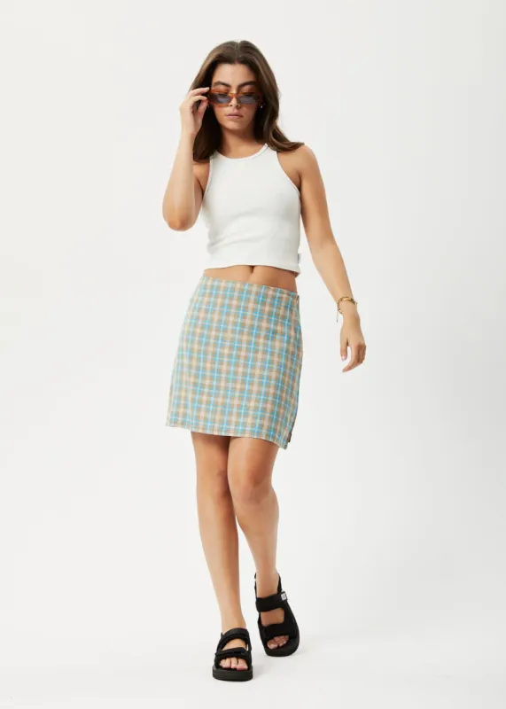 AFENDS Womens Millie - Mini Skirt - Tan Check sold by Afends