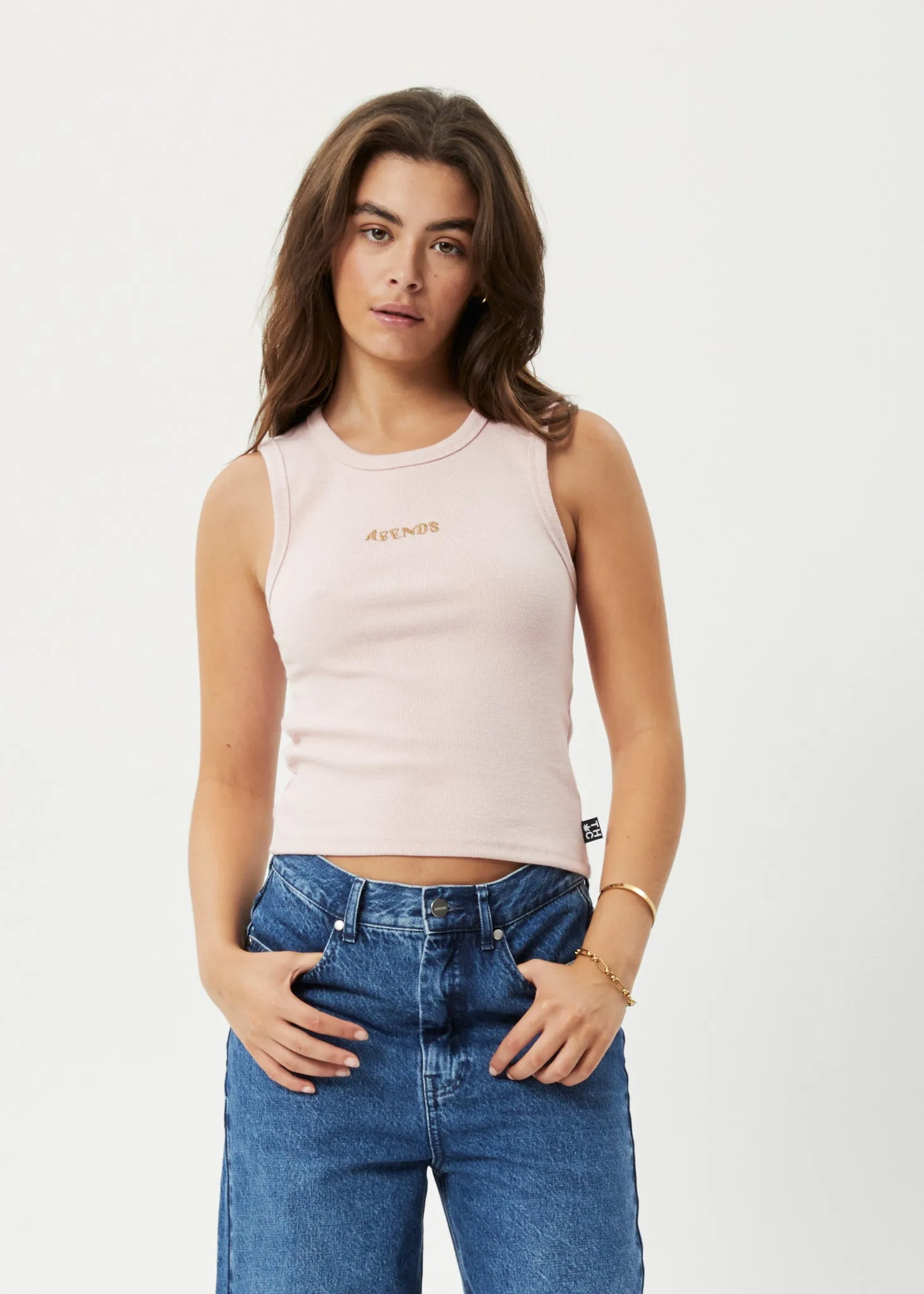 AFENDS Womens Daze Jasmin - Ribbed Singlet - Lotus sold by Afends