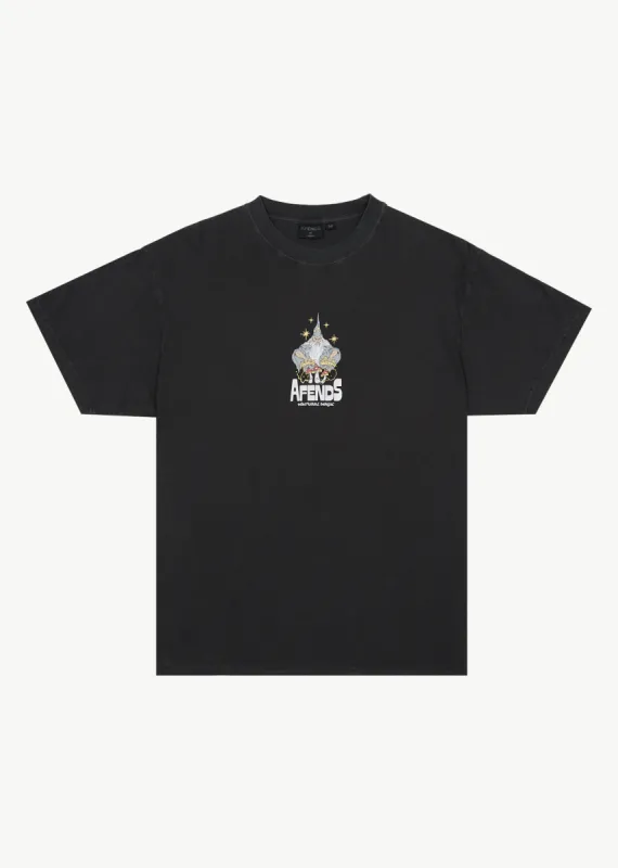 AFENDS Mens Magic Wizzo - Boxy T-Shirt - Stone Black sold by Afends