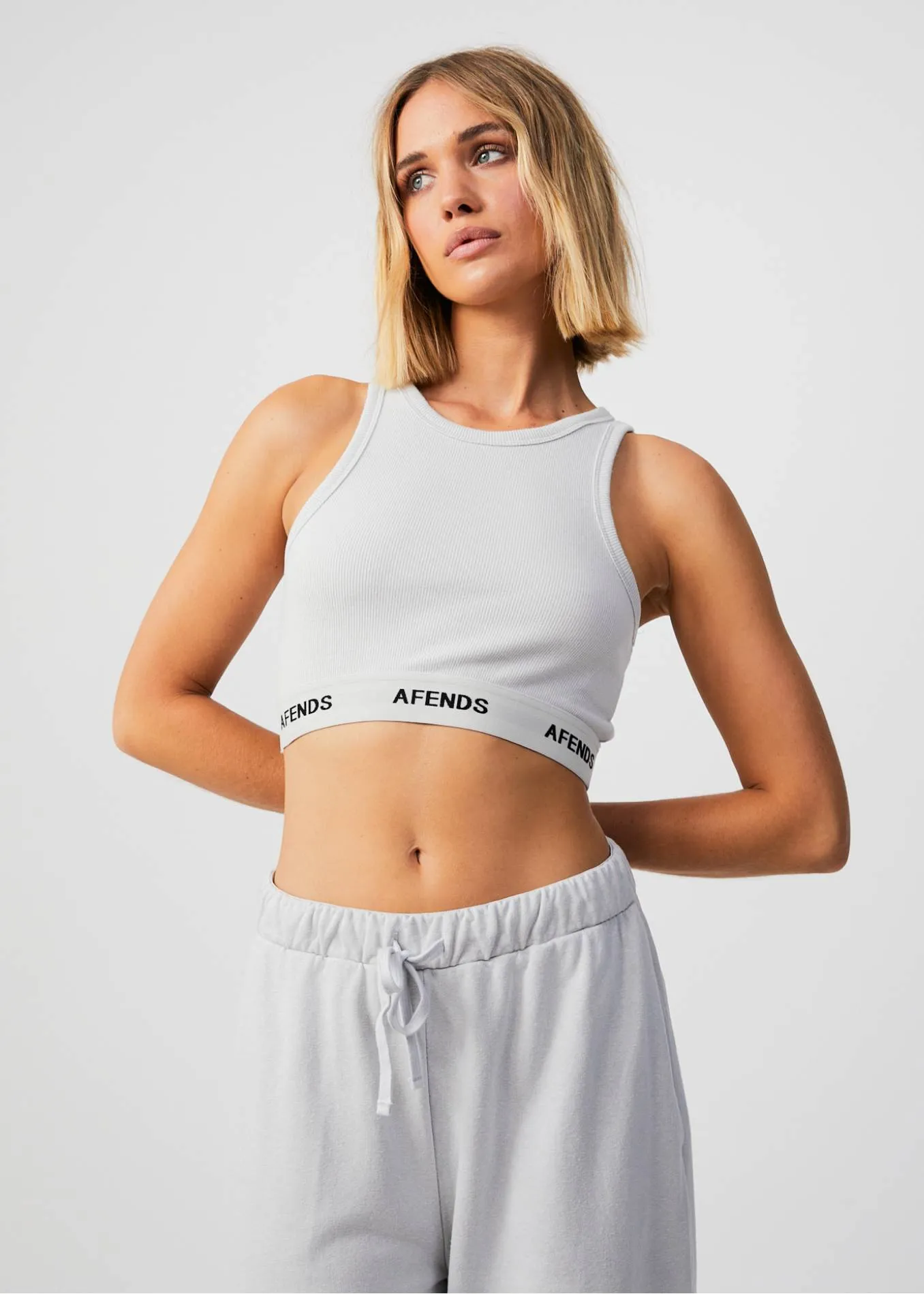 AFENDS Womens Rise - Ribbed Singlet - Smoke sold by Afends