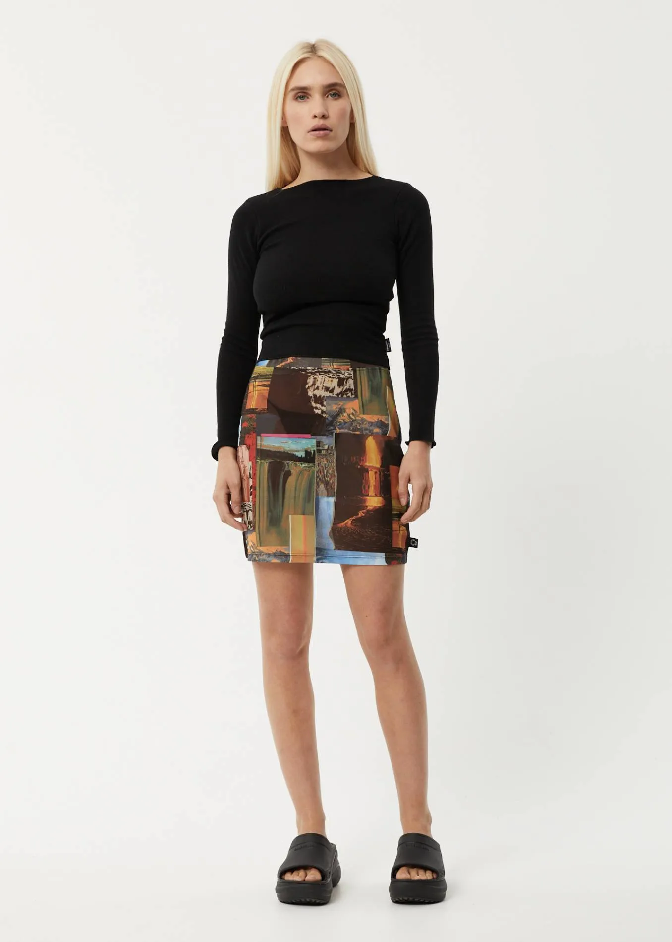 AFENDS Womens Boulevard - Sheer Mini Skirt - Multi sold by Afends